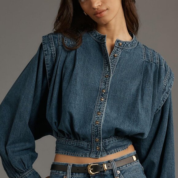Anthropologie Tops - Anthropologie Pilcro Long-Sleeve Denim Buttondown Shirt Denim Blue Top XS